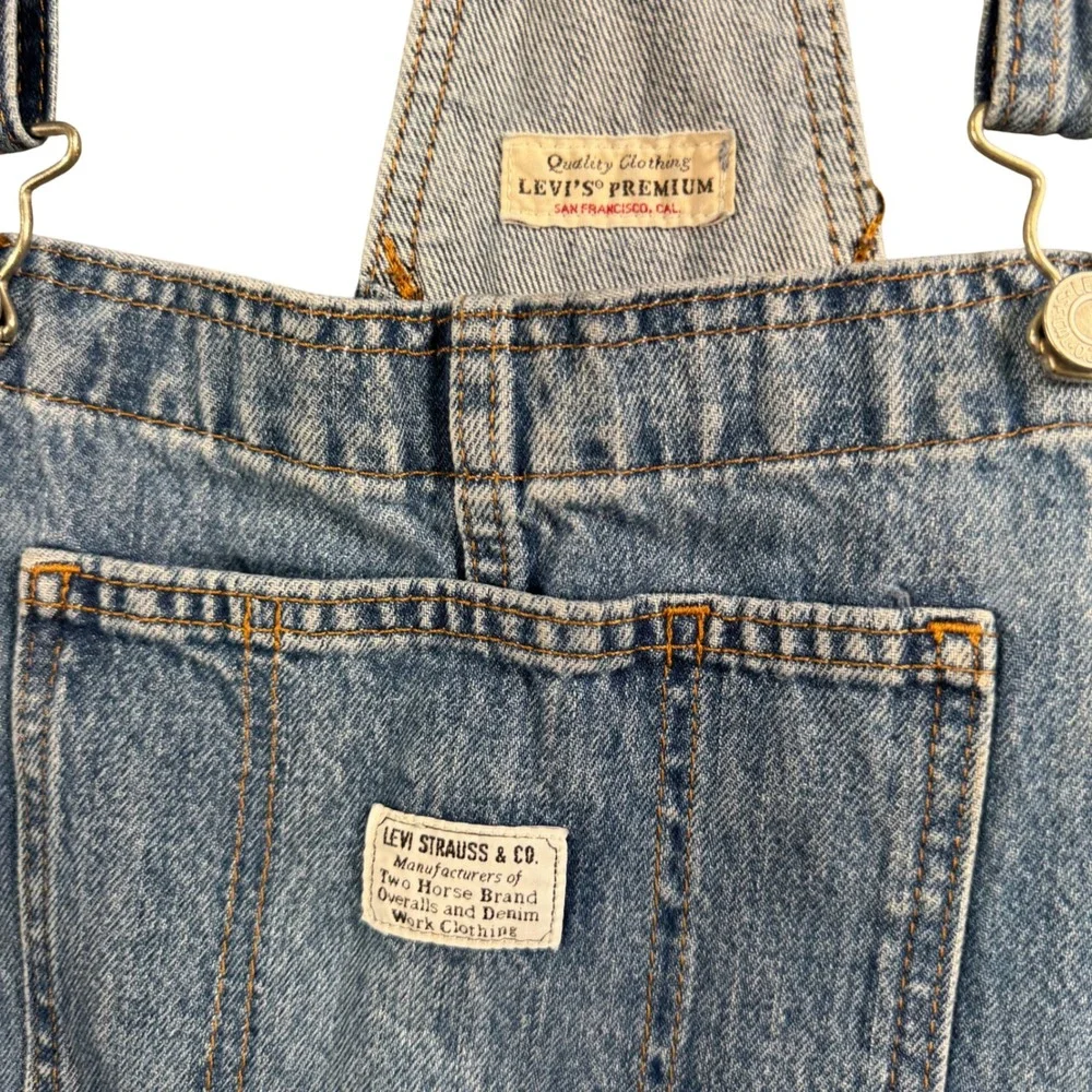 Levi's Premium Denim Overalls Womens Medium Blue Casual Workwear Dungarees - Picture 4 of 11